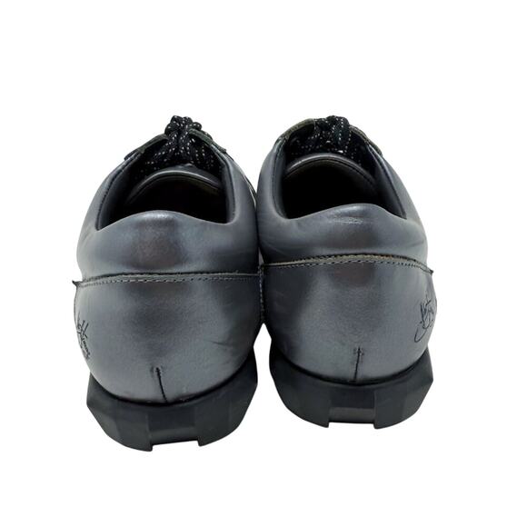 John Fluevog Metallic Silver Leather Cap Toe Derby Shoe Men's Size 8 EUC Lace Up - Picture 4 of 12